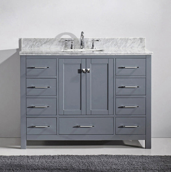 Virtu USA Caroline Avenue 48" Single Bath Vanity with Marble Top and Square Sink - Luxe Bathroom Vanities