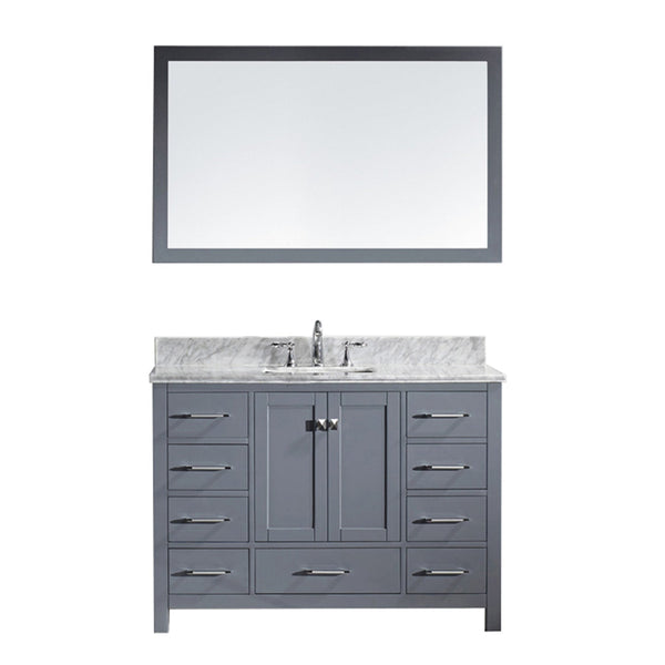 Virtu USA Caroline Avenue 48" Single Bath Vanity with Marble Top and Square Sink with Mirror - Luxe Bathroom Vanities