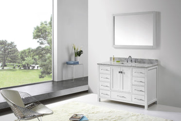 Virtu USA Caroline Avenue 48" Single Bath Vanity with Marble Top and Square Sink with Mirror - Luxe Bathroom Vanities