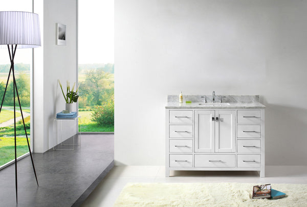 Virtu USA Caroline Avenue 48" Single Bath Vanity with Marble Top and Square Sink - Luxe Bathroom Vanities