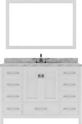 Virtu USA Caroline Avenue 48" Single Bath Vanity with Marble Top and Square Sink with Brushed Nickel Faucet and Mirror - Luxe Bathroom Vanities