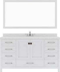 Virtu USA Caroline Avenue 60" Single Bath Vanity with Dazzle White Top and Round Sink with Mirror - Luxe Bathroom Vanities