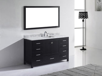 Virtu USA Caroline Avenue 60" Single Bath Vanity with Marble Top and Square Sink with Mirror - Luxe Bathroom Vanities Luxury Bathroom Fixtures Bathroom Furniture