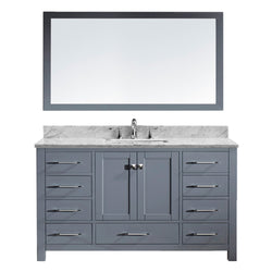 Virtu USA Caroline Avenue 60" Single Bath Vanity with Marble Top and Square Sink with Mirror - Luxe Bathroom Vanities Luxury Bathroom Fixtures Bathroom Furniture