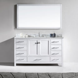 Virtu USA Caroline Avenue 60" Single Bath Vanity with Marble Top and Square Sink with Mirror - Luxe Bathroom Vanities Luxury Bathroom Fixtures Bathroom Furniture