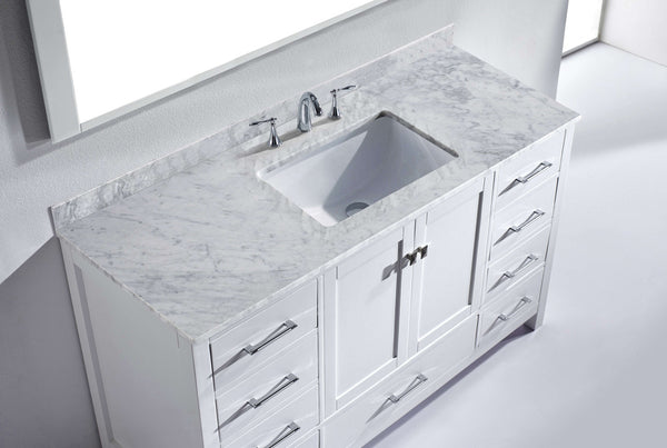 Virtu USA Caroline Avenue 60" Single Bath Vanity with Marble Top and Square Sink with Mirror - Luxe Bathroom Vanities Luxury Bathroom Fixtures Bathroom Furniture