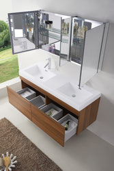 Virtu USA Zuri 55" Double Bath Vanity in Wenge with White Polymarble Top and Integrated Square Sinks - Luxe Bathroom Vanities