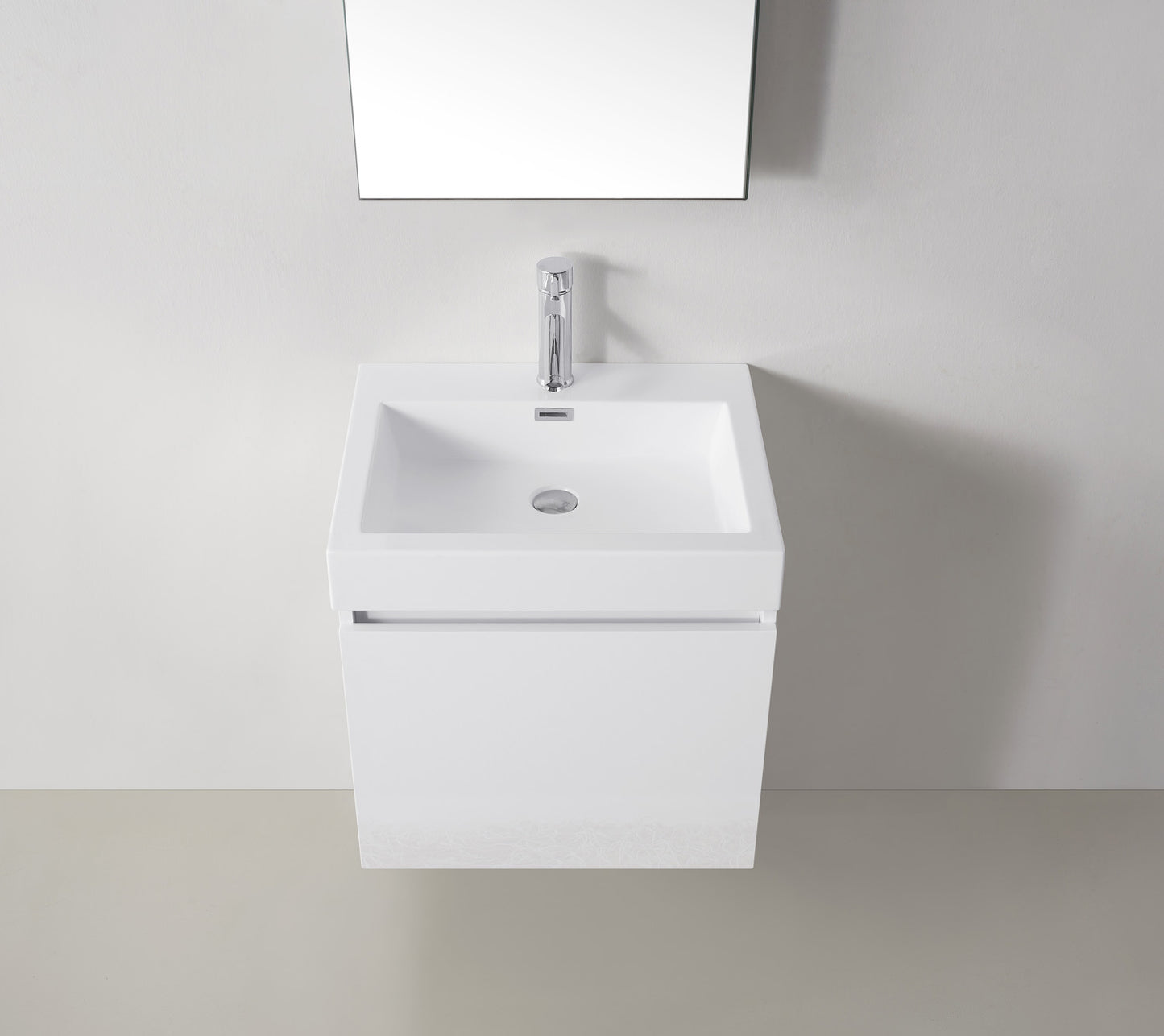Virtu USA Zuri 24" Single Bath Vanity in Wenge with White Polymarble Top and Integrated Square Sink with Brushed Nickel Faucet with Matching Mirror - Luxe Bathroom Vanities