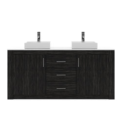 Virtu USA Tavian 72" Double Bath Vanity in Midnight Oak with White Engineered Stone Top and Square Sinks with Brushed Nickel Faucets - Luxe Bathroom Vanities