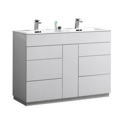 Kubebath Milano 48" Double Sink Modern Bathroom Vanity - Luxe Bathroom Vanities