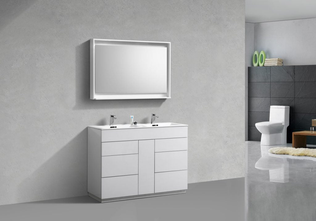 Kubebath Milano 48" Double Sink Modern Bathroom Vanity - Luxe Bathroom Vanities