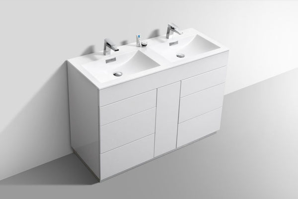 Kubebath Milano 48" Double Sink Modern Bathroom Vanity - Luxe Bathroom Vanities