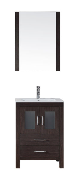 Virtu USA Dior 24" Single Bath Vanity with Slim White Ceramic Top and Square Sink with Polished Chrome Faucet and Mirror - Luxe Bathroom Vanities Luxury Bathroom Fixtures Bathroom Furniture