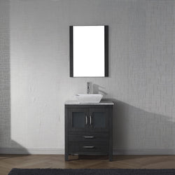 Virtu USA Dior 24" Single Bath Vanity with Marble Top and Square Sink with Brushed Nickel Faucet and Mirror - Luxe Bathroom Vanities