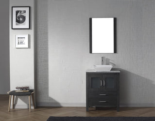 Virtu USA Dior 24" Single Bath Vanity with Marble Top and Square Sink with Brushed Nickel Faucet and Mirror - Luxe Bathroom Vanities
