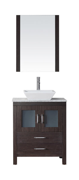 Virtu USA Dior 28" Single Bath Vanity in Espresso with Marble Top and Square Sink with Brushed Nickel Faucet and Mirror - Luxe Bathroom Vanities Luxury Bathroom Fixtures Bathroom Furniture