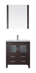 Virtu USA Dior 30" Single Bath Vanity with Slim White Ceramic Top and Square Sink with Polished Chrome Faucet and Mirror - Luxe Bathroom Vanities Luxury Bathroom Fixtures Bathroom Furniture