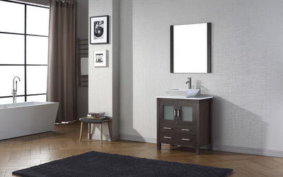 Virtu USA Dior 30" Single Bath Vanity with White Engineered Stone Top and Square Sink with Polished Chrome Faucet and Mirror - Luxe Bathroom Vanities Luxury Bathroom Fixtures Bathroom Furniture