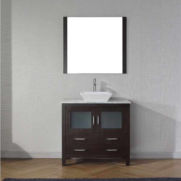 Virtu USA Dior 30" Single Bath Vanity with Marble Top and Square Sink with Polished Chrome Faucet and Mirror - Luxe Bathroom Vanities Luxury Bathroom Fixtures Bathroom Furniture