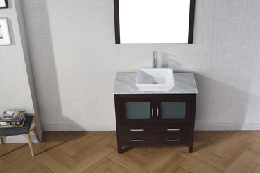 Virtu USA Dior 32" Single Bath Vanity with Marble Top and Square Sink with Brushed Nickel Faucet and Mirror - Luxe Bathroom Vanities Luxury Bathroom Fixtures Bathroom Furniture