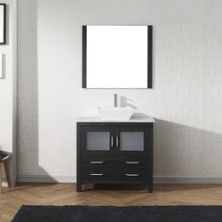 Virtu USA Dior 32" Single Bath Vanity with Marble Top and Square Sink with Polished Chrome Faucet and Mirror - Luxe Bathroom Vanities Luxury Bathroom Fixtures Bathroom Furniture