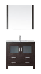 Virtu USA Dior 36" Single Bath Vanity with Slim White Ceramic Top and Square Sink with Polished Chrome Faucet and Mirror - Luxe Bathroom Vanities Luxury Bathroom Fixtures Bathroom Furniture