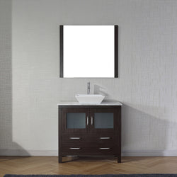 Virtu USA Dior 36" Single Bath Vanity with Marble Top and Square Sink with Brushed Nickel Faucet and Mirror - Luxe Bathroom Vanities Luxury Bathroom Fixtures Bathroom Furniture