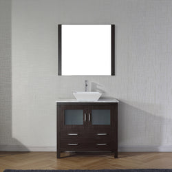 Virtu USA Dior 36" Single Bath Vanity in Espresso with Marble Top and Square Sink with Polished Chrome Faucet and Mirror - Luxe Bathroom Vanities Luxury Bathroom Fixtures Bathroom Furniture