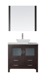 Virtu USA Dior 36" Single Bath Vanity in Espresso with Marble Top and Square Sink with Polished Chrome Faucet and Mirror - Luxe Bathroom Vanities Luxury Bathroom Fixtures Bathroom Furniture