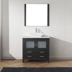 Virtu USA Dior 36" Single Bath Vanity with Marble Top and Square Sink with Brushed Nickel Faucet and Mirror - Luxe Bathroom Vanities