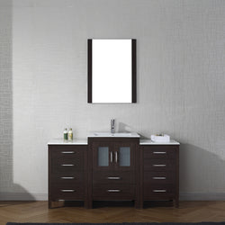 Virtu USA Dior 60" Single Bath Vanity in Espresso with Slim White Ceramic Top and Square Sink with Brushed Nickel Faucet and Mirror - Luxe Bathroom Vanities Luxury Bathroom Fixtures Bathroom Furniture