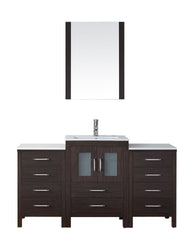Virtu USA Dior 60" Single Bath Vanity with Slim White Ceramic Top and Square Sink with Polished Chrome Faucet and Mirror - Luxe Bathroom Vanities Luxury Bathroom Fixtures Bathroom Furniture