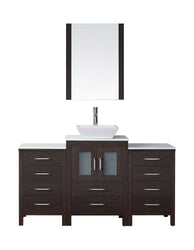 Virtu USA Dior 60" Single Bath Vanity in Espresso with White Engineered Stone Top and Square Sink with Brushed Nickel Faucet and Mirror - Luxe Bathroom Vanities Luxury Bathroom Fixtures Bathroom Furniture