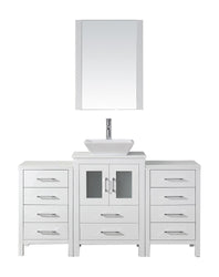 Virtu USA Dior 60" Single Bath Vanity with White Engineered Stone Top and Square Sink with Brushed Nickel Faucet and Mirror - Luxe Bathroom Vanities