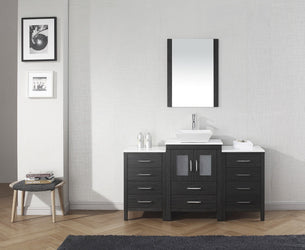 Virtu USA Dior 60" Single Bath Vanity with White Engineered Stone Top and Square Sink with Brushed Nickel Faucet and Mirror - Luxe Bathroom Vanities