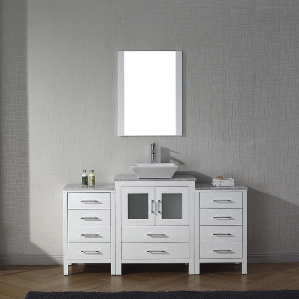 Virtu USA Dior 60" Single Bath Vanity with White Marble Top and Square Sink with Matching Mirror - Luxe Bathroom Vanities