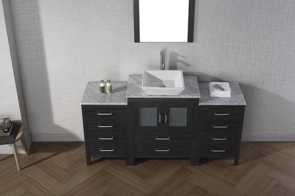 Virtu USA Dior 60" Single Bath Vanity with White Marble Top and Square Sink with Matching Mirror - Luxe Bathroom Vanities