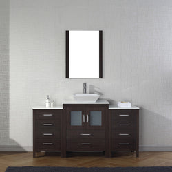 Virtu USA Dior 64" Single Bath Vanity with Aqua Tempered Glass Top and Square Sink with Polished Chrome Faucet and Mirror - Luxe Bathroom Vanities Luxury Bathroom Fixtures Bathroom Furniture