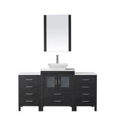 Virtu USA Dior 64" Single Bath Vanity with Aqua Tempered Glass Top and Square Sink with Polished Chrome Faucet and Mirror - Luxe Bathroom Vanities