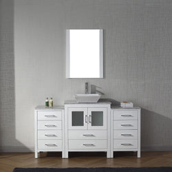 Virtu USA Dior 64" Single Bath Vanity with White Engineered Stone Top and Square Sink with Polished Chrome Faucet and Mirror - Luxe Bathroom Vanities