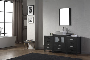 Virtu USA Dior 64" Single Bath Vanity with Marble Top and Square Sink with Brushed Nickel Faucet and Mirror - Luxe Bathroom Vanities Luxury Bathroom Fixtures Bathroom Furniture