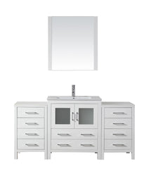 Virtu USA Dior 66" Single Bath Vanity with Slim White Ceramic Top and Square Sink with Polished Chrome Faucet and Mirror - Luxe Bathroom Vanities Luxury Bathroom Fixtures Bathroom Furniture