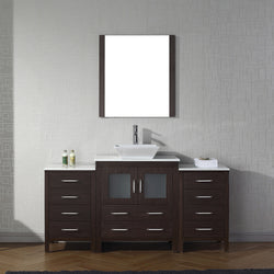 Virtu USA Dior 66" Single Bath Vanity with White Engineered Stone Top and Square Sink with Brushed Nickel Faucet and Mirror - Luxe Bathroom Vanities Luxury Bathroom Fixtures Bathroom Furniture