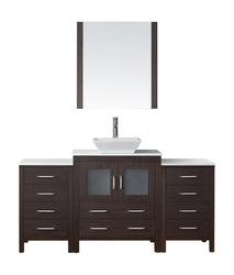 Virtu USA Dior 66" Single Bath Vanity with White Engineered Stone Top and Square Sink with Polished Chrome Faucet and Mirror - Luxe Bathroom Vanities Luxury Bathroom Fixtures Bathroom Furniture