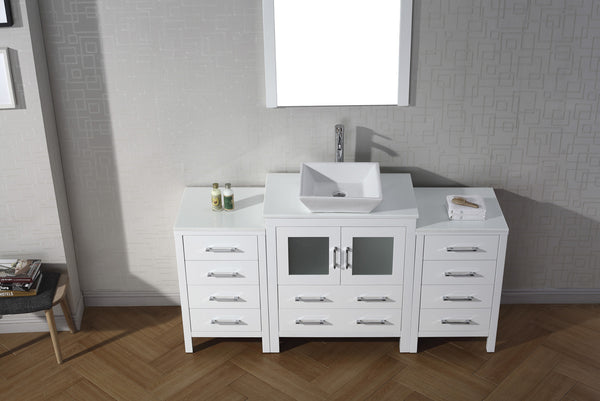 Virtu USA Dior 66" Single Bath Vanity with White Engineered Stone Top and Square Sink with Polished Chrome Faucet and Mirror - Luxe Bathroom Vanities Luxury Bathroom Fixtures Bathroom Furniture