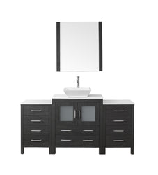 Virtu USA Dior 66" Single Bath Vanity with White Engineered Stone Top and Square Sink with Brushed Nickel Faucet and Mirror - Luxe Bathroom Vanities Luxury Bathroom Fixtures Bathroom Furniture