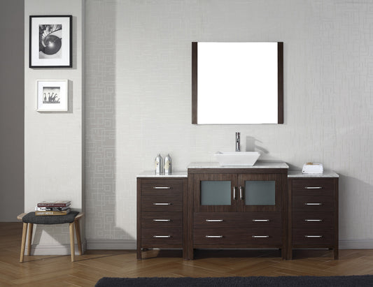 Virtu USA Dior 66" Single Bath Vanity in Espresso with Marble Top and Square Sink with Polished Chrome Faucet and Mirror - Luxe Bathroom Vanities Luxury Bathroom Fixtures Bathroom Furniture
