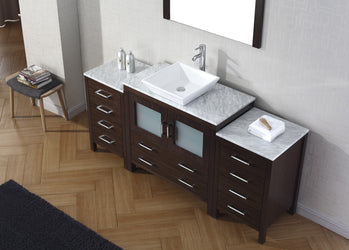 Virtu USA Dior 66" Single Bath Vanity in Espresso with Marble Top and Square Sink with Polished Chrome Faucet and Mirror - Luxe Bathroom Vanities Luxury Bathroom Fixtures Bathroom Furniture