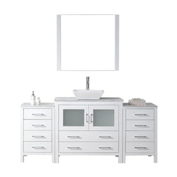 Virtu USA Dior 66" Single Bath Vanity with Marble Top and Square Sink with Polished Chrome Faucet and Mirror - Luxe Bathroom Vanities