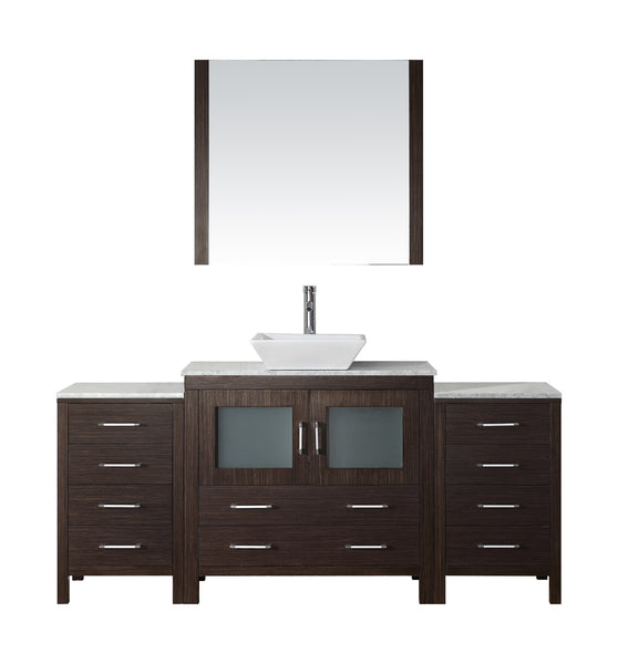 Virtu USA Dior 68" Single Bath Vanity with Marble Top and Square Sink with Polished Chrome Faucet and Mirror - Luxe Bathroom Vanities Luxury Bathroom Fixtures Bathroom Furniture